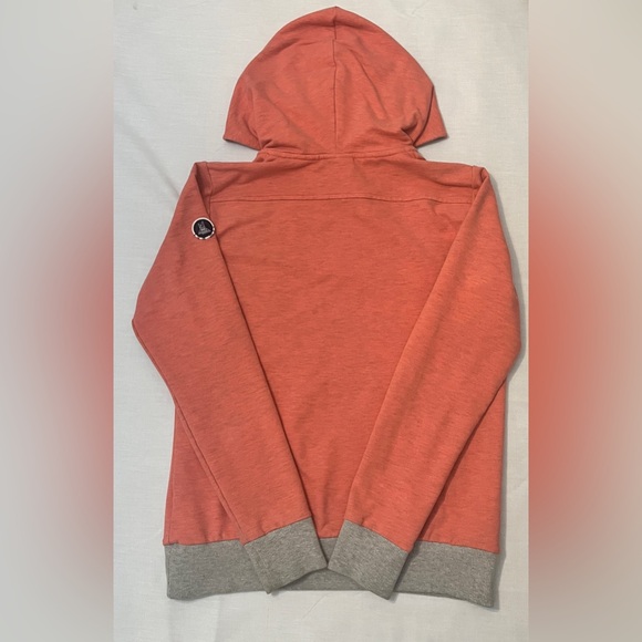 Helly Hansen women's M 1/4 zip pullover sweatshirt coral pink grey hood lining - Picture 3 of 7